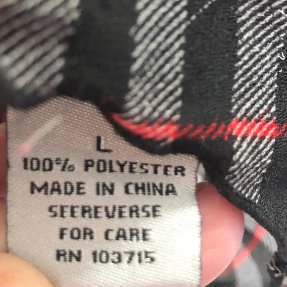 Signature by Larry Levine Black, Red & White Plaid - Ruffles at neckline Size L - Picture 4 of 10